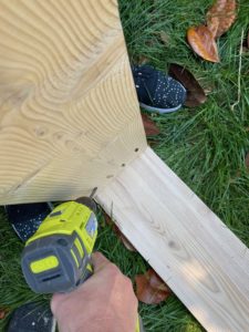 Drill pocket holes for raised garden bed